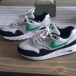 Nike Black White Grey Sneakers with Green Swoosh
